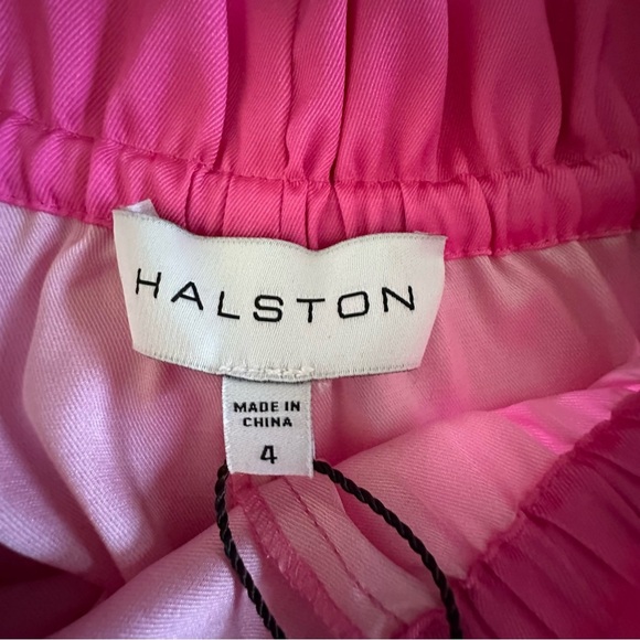 Halston Angie Twill Low Waisted Drawstring Wide Leg Pant Quiet Luxury Pink Sz 4 - Picture 9 of 13